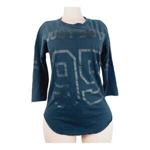 Nike Women's Navy Just Do It 95 3/4 Sleeves Graphic Baseball Basic T-Shirt Sz S